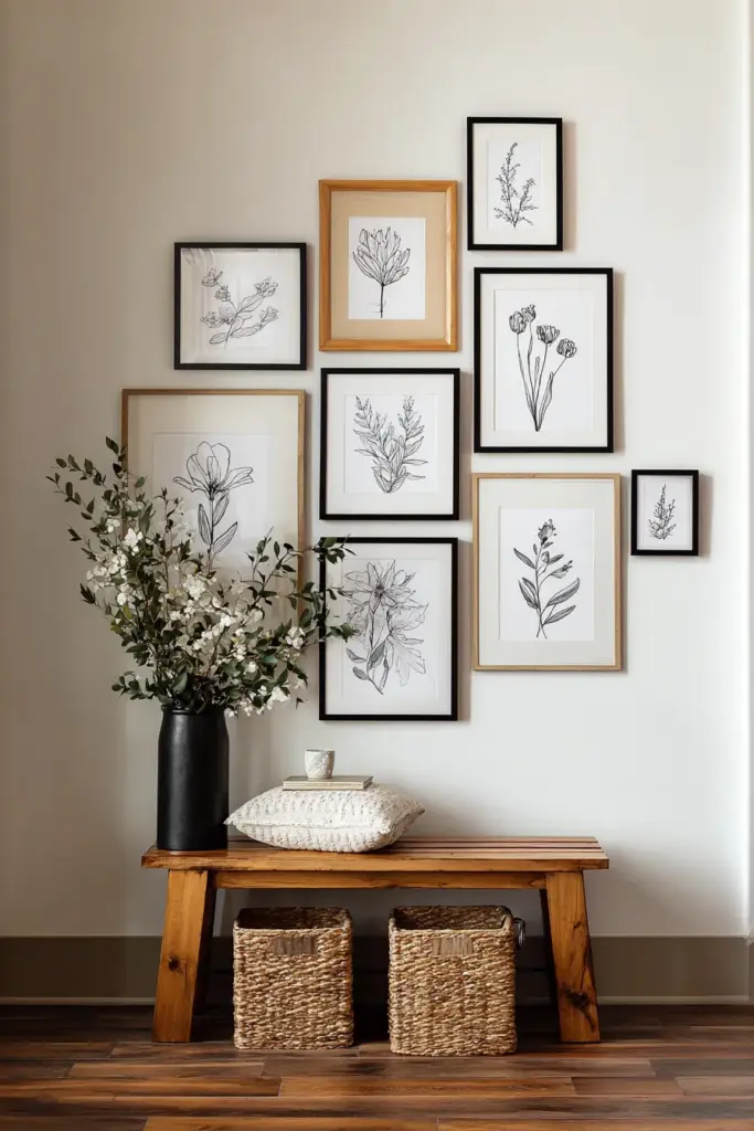 Asymmetrical Japandi Gallery Wall Layout