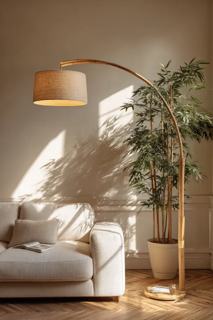 Bamboo Floor Lamp Corner