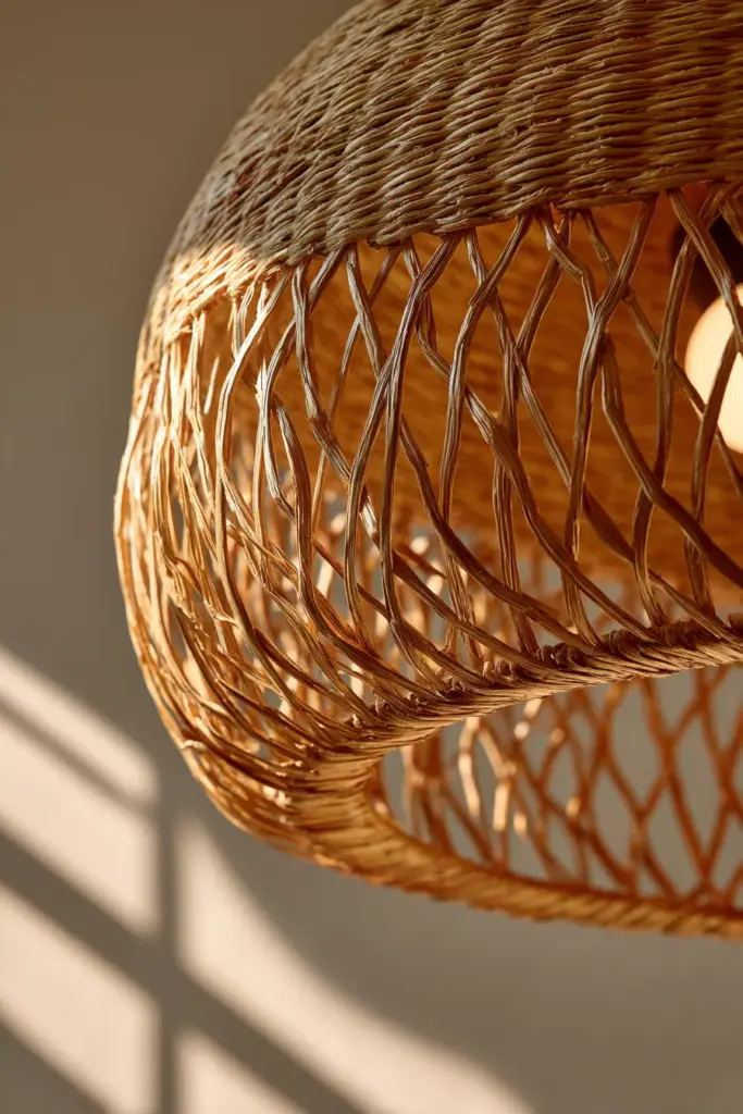 Bamboo Rattan Pendant Close-Up