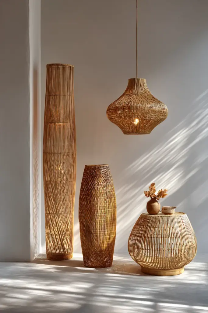 Bamboo and Rattan Lighting Fixtures