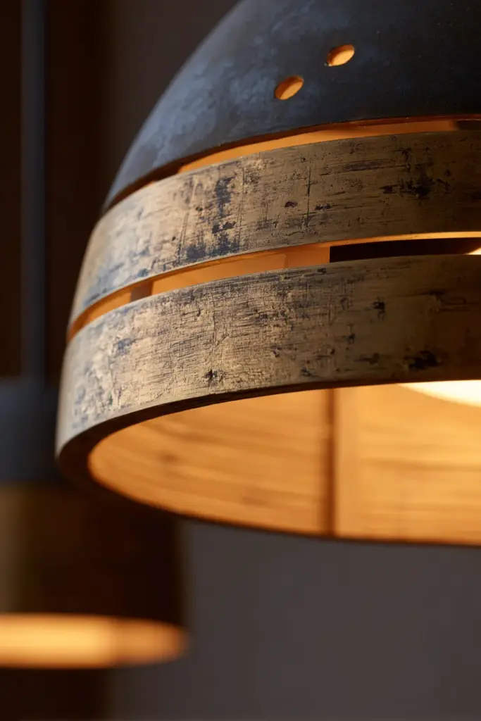 Brass and Black Metal Light Fixture Close-up
