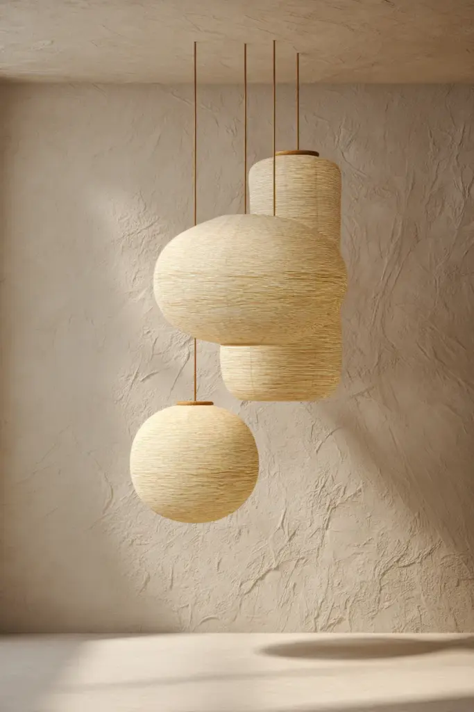 Clustered Paper Lanterns Arrangement