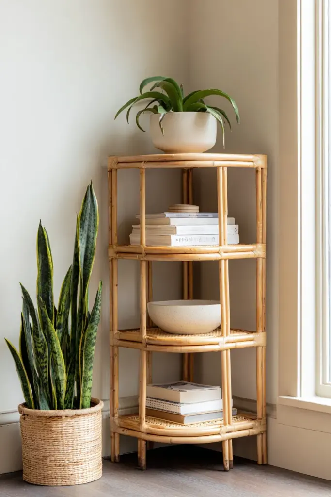 Corner Bamboo Shelf Detail