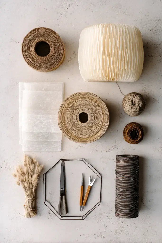 DIY Paper Lantern Materials Flat Lay