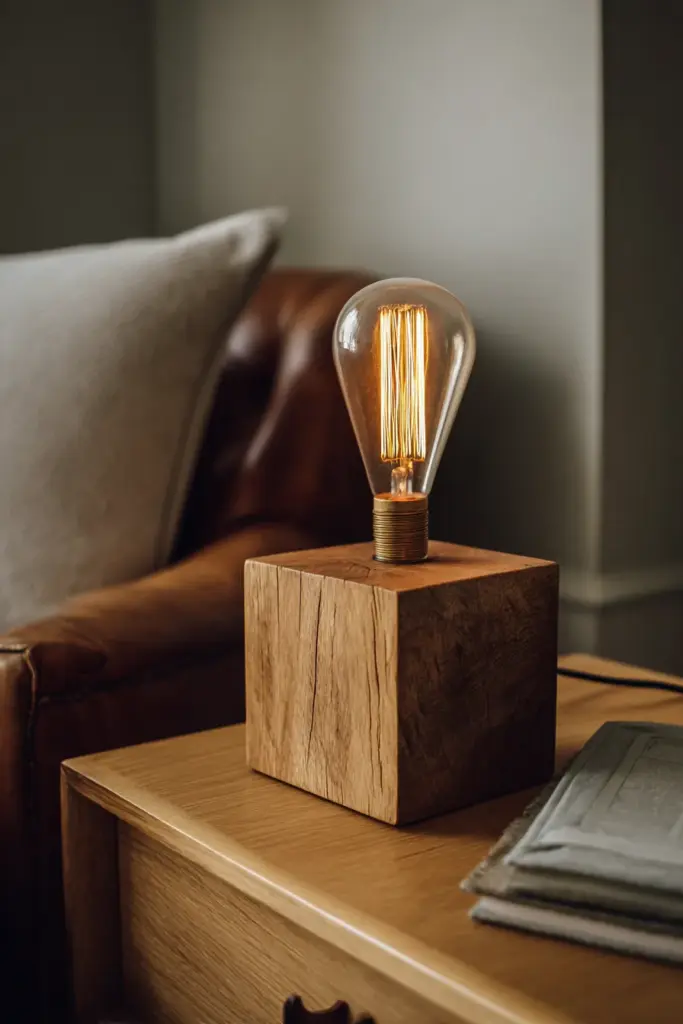 DIY Wood Block Table Lamp
