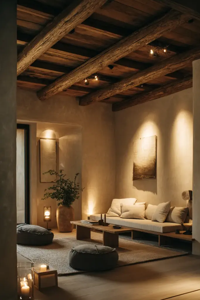 Evening Japandi Living Room Atmosphere
