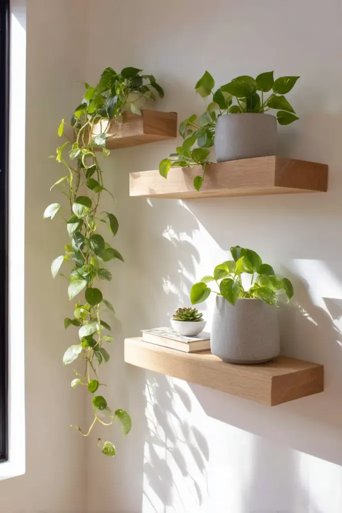 Floating Wall Shelves with Plants