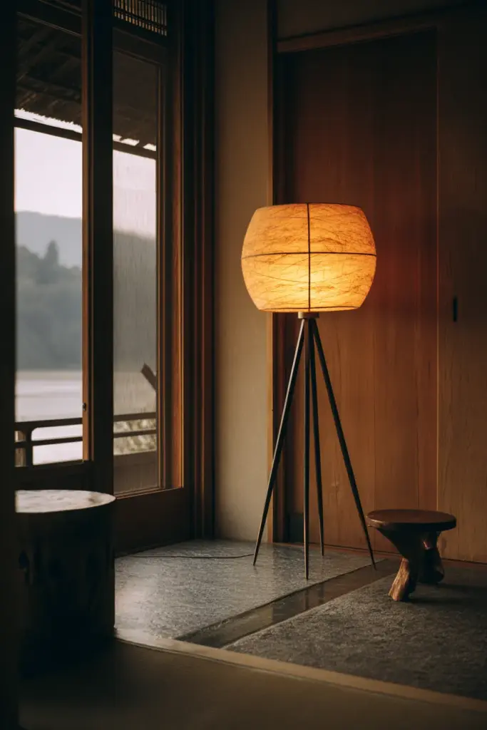 Floor Lamp Paper Shade Soft Glow