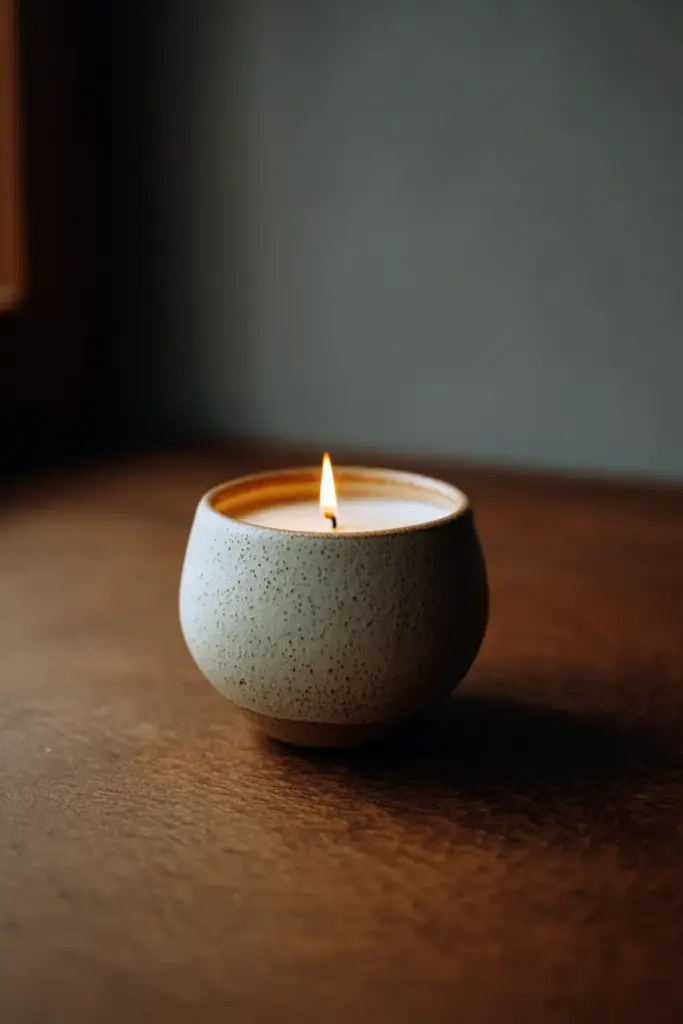 Hinoki Candle on Ceramic Holder