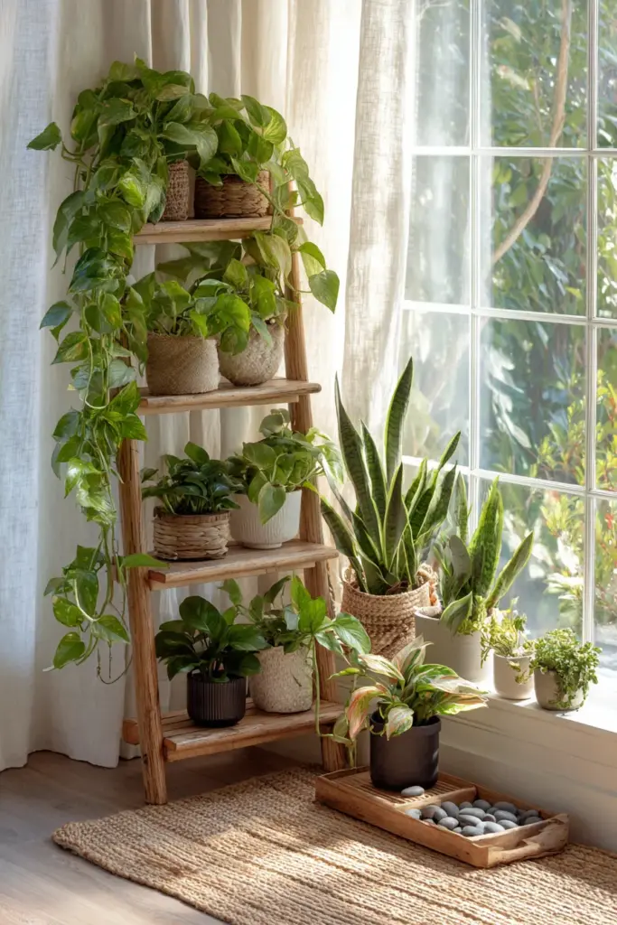 Indoor Plants Bamboo Ladder