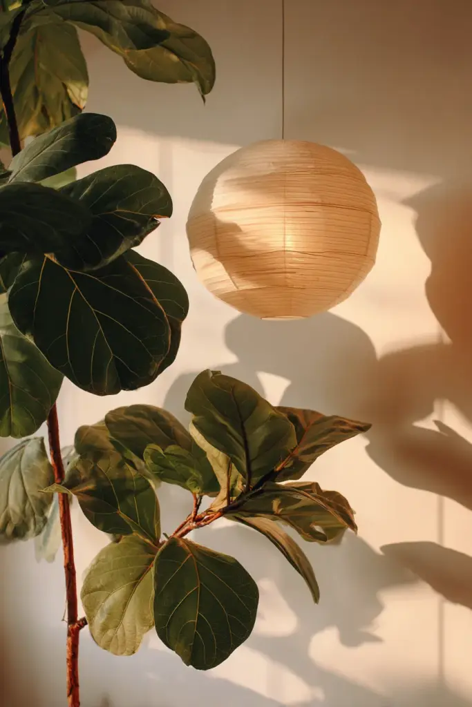 Japandi Lighting With Plants