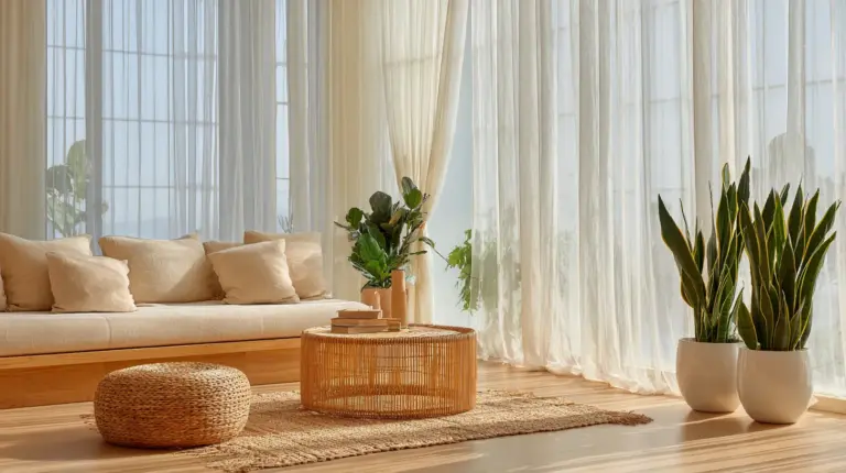 Japandi Living Room Bathed in Natural Light