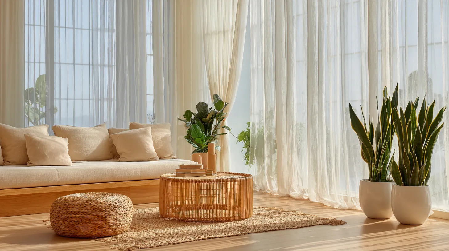 Japandi Living Room Bathed in Natural Light