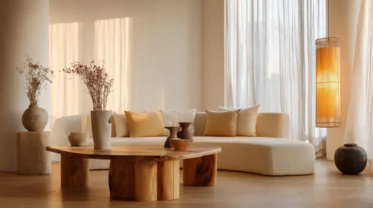 Japandi Living Room Lighting Ambiance