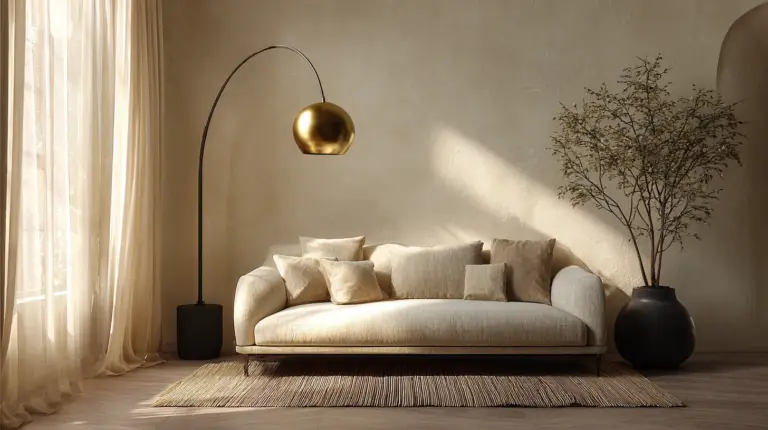 Japandi Living Room Mixed Metal Lighting Hero