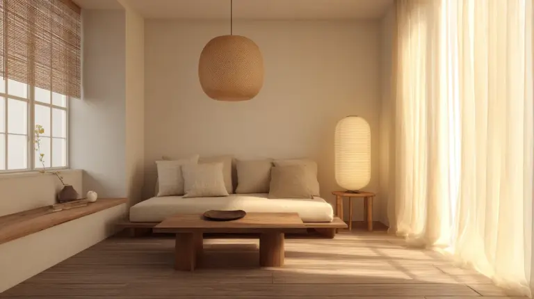 Japandi Living Room Soft Glow