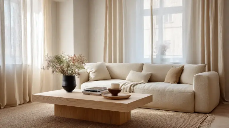 Japandi Living Room Warm Neutrals Featured