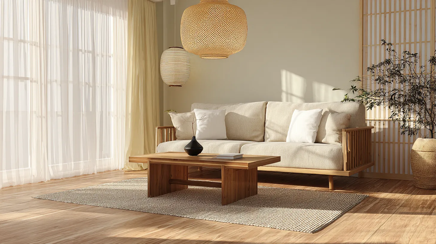 Japandi Living Room with Layered Lighting