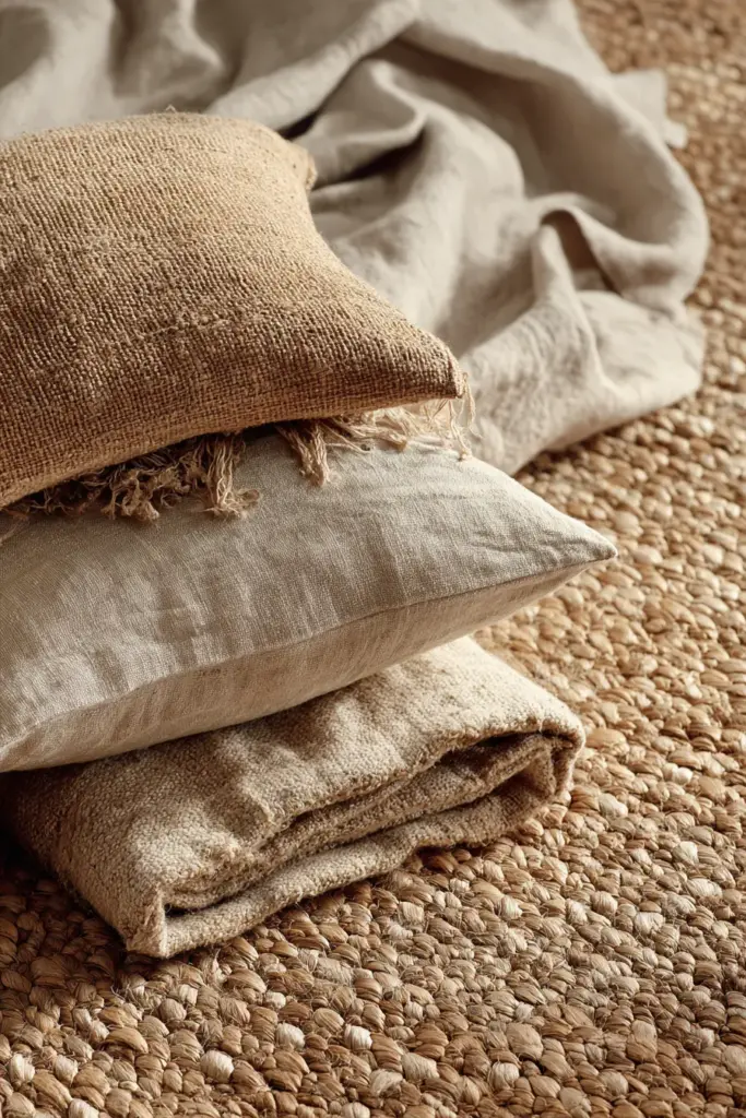 Jute Rug Layered Textiles Japandi