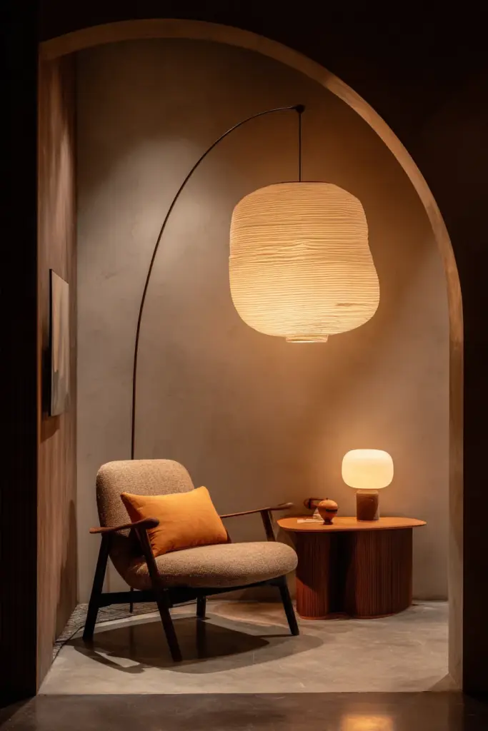 Layered Japandi Lighting Setup