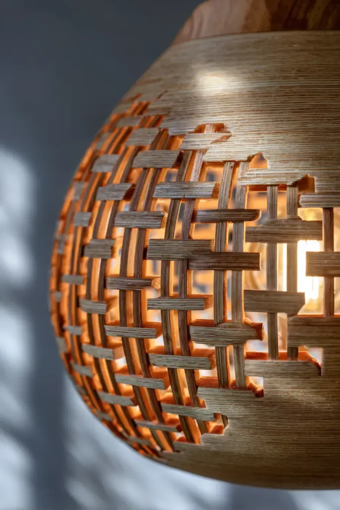 Layered Lighting Bamboo Pendant Close-up