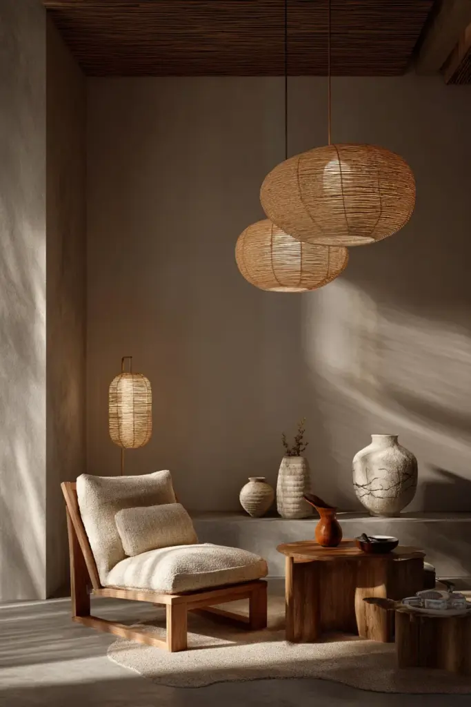 Layered Lighting Zones Japandi Room