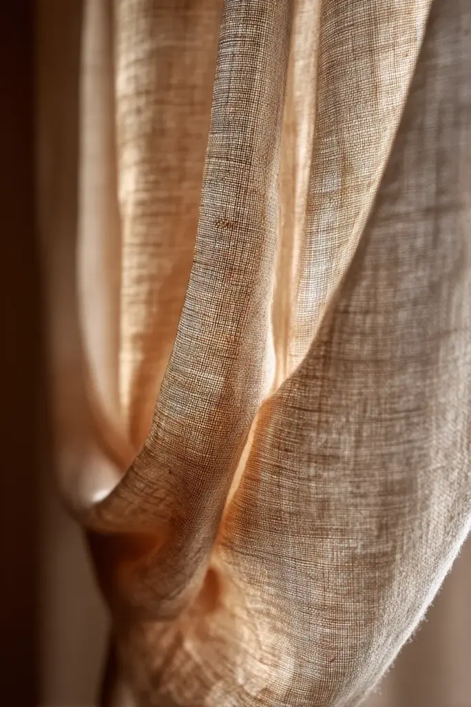 Layered Linen Sheer Curtains Close-Up