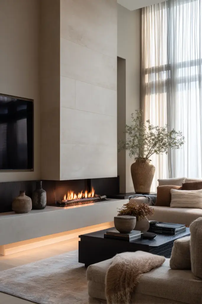 Modern Japandi Fireplace