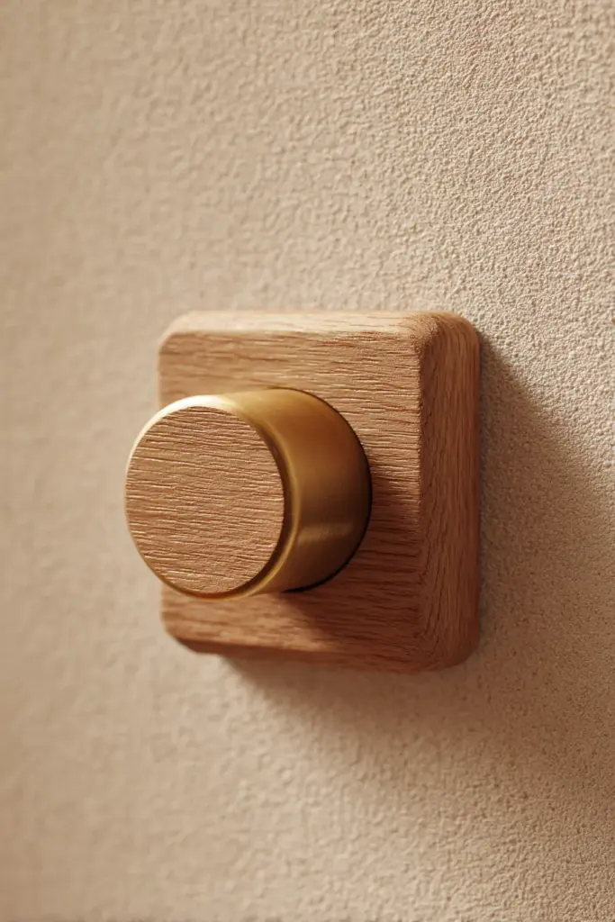 Natural Wood Dimmer Switch on Wall