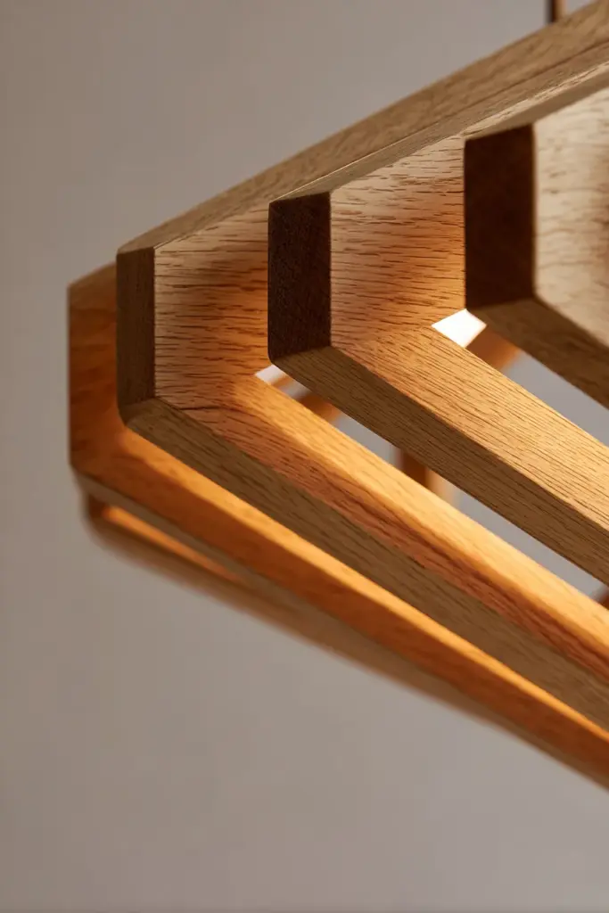 Natural Wood Pendant Fixture Close-Up