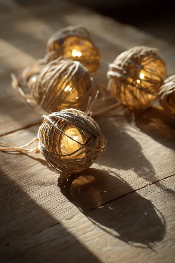 Rattan String Lights Natural Materials