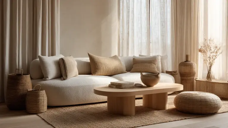 Serene Japandi Family Living Room Overview