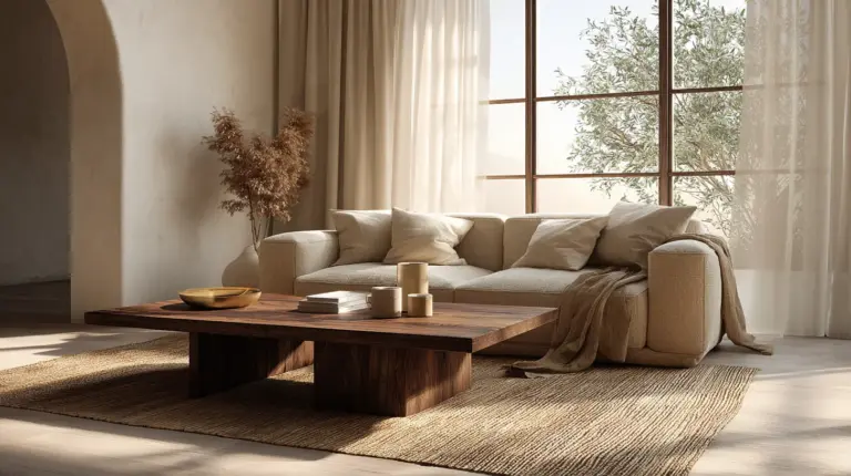 Serene Japandi Living Room Overview