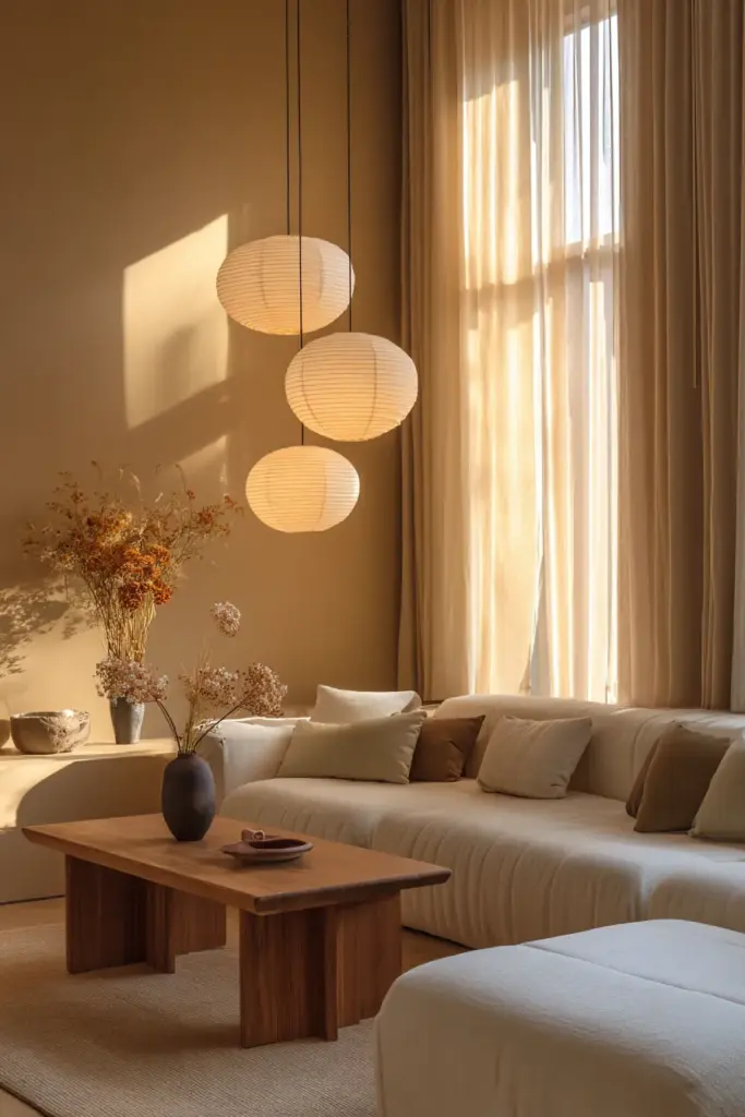 Warm Lighting with Japandi Colors