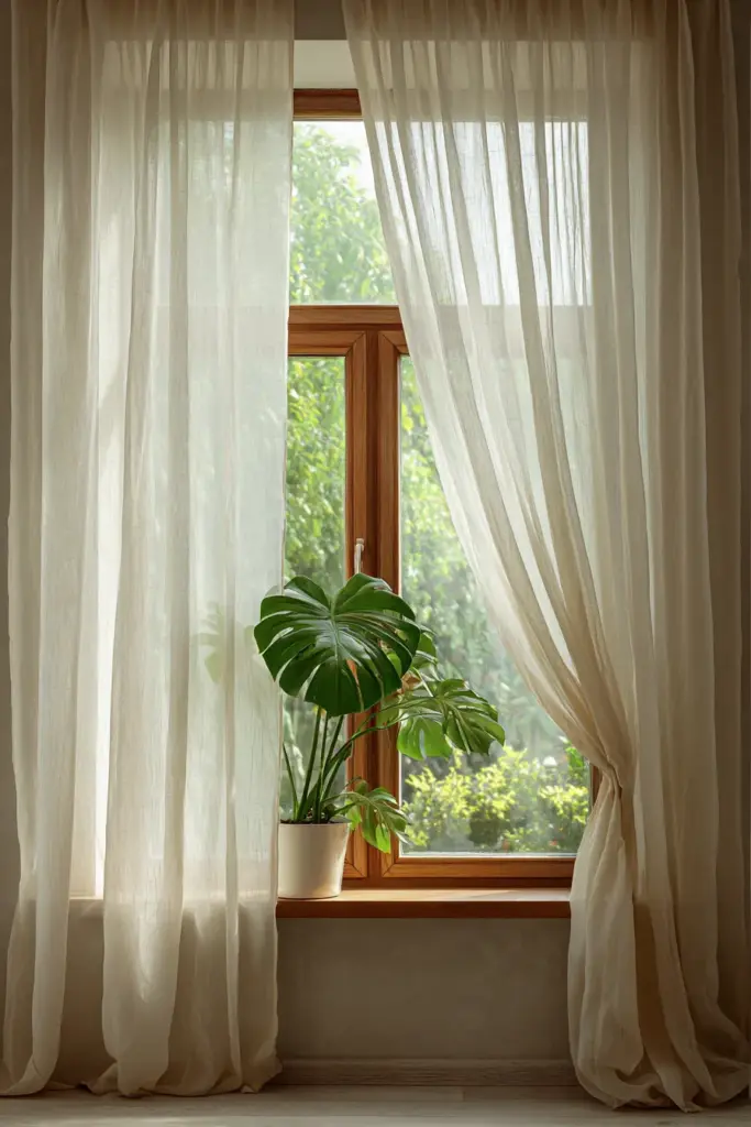 Window Framing with Sheer Linen Panels