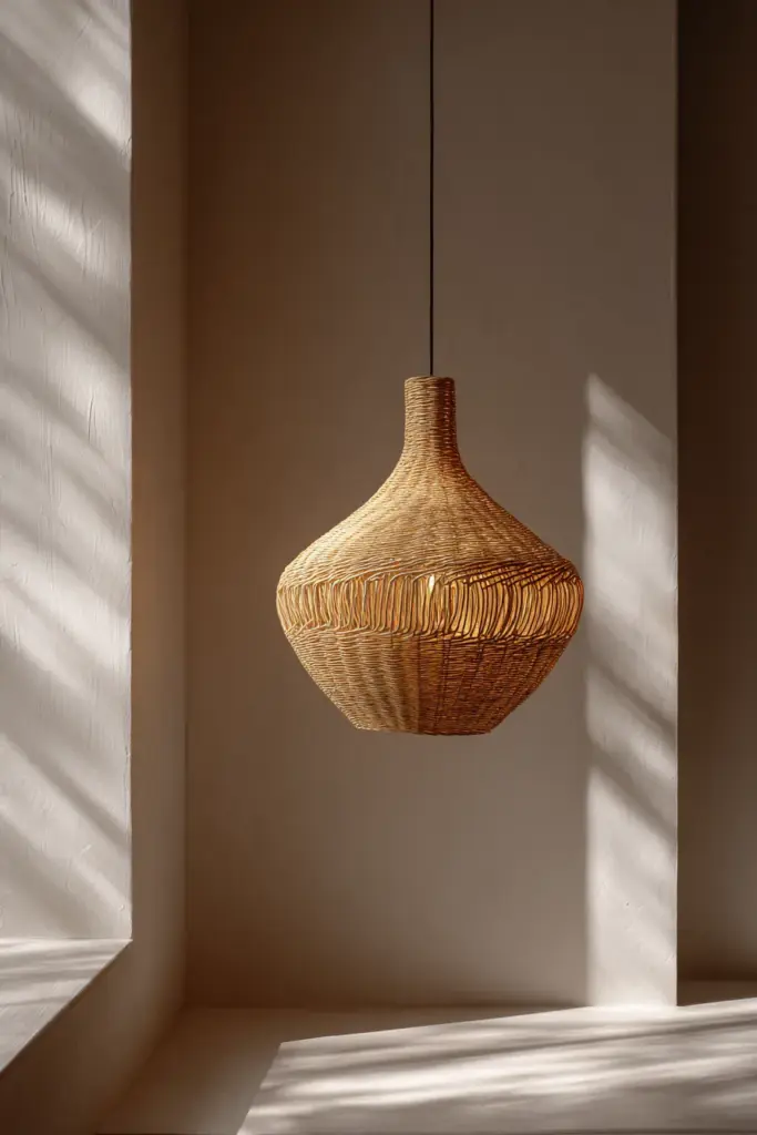 Woven Rattan Pendant Dimmed Light