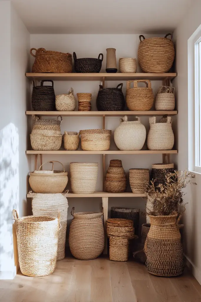 Woven Storage Baskets in Living Room