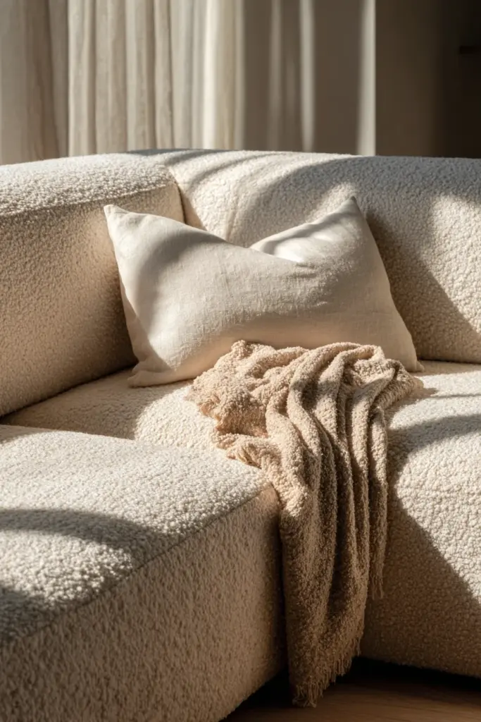Boucle Fabric Sofa Detail