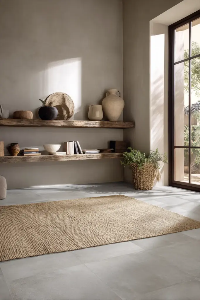 Concrete Look Floor with Jute Rug
