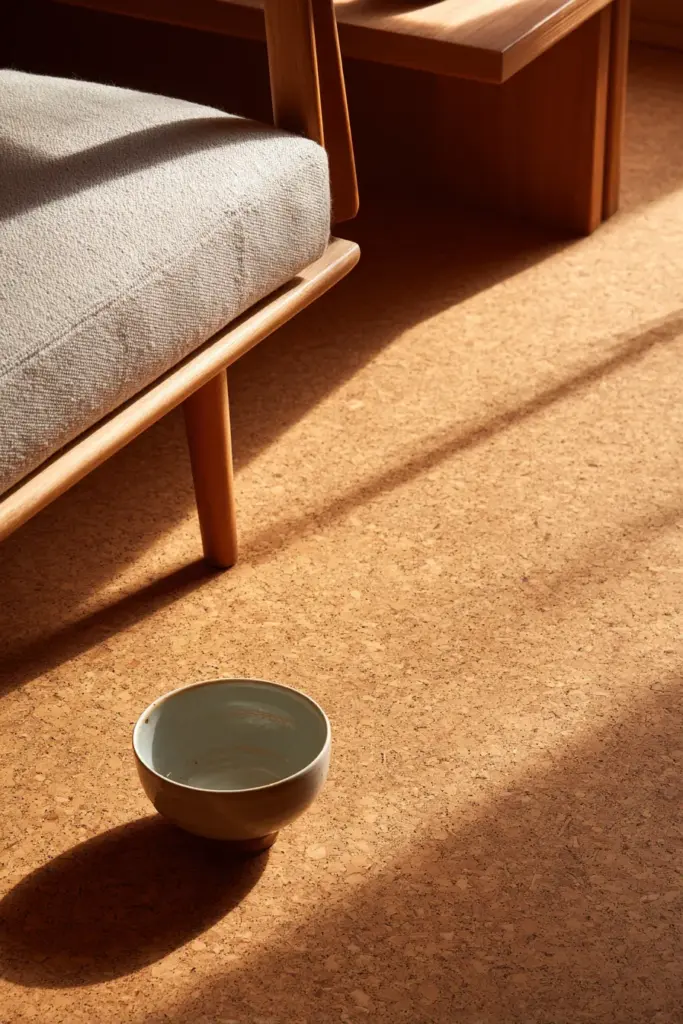 Cork Floor with Japandi Styling