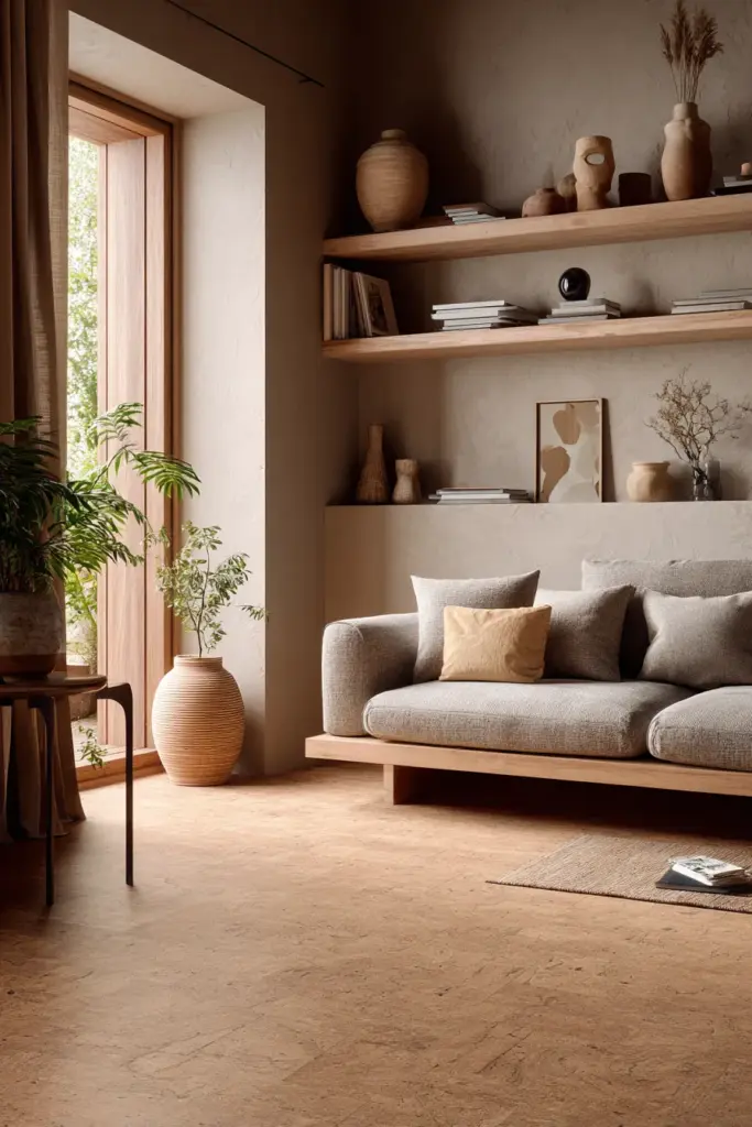 Cork Flooring Warm Japandi Interior