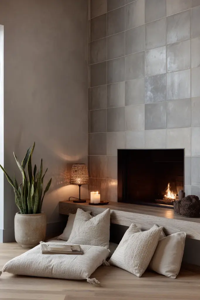 Corner Fireplace with Low-Profile Seating