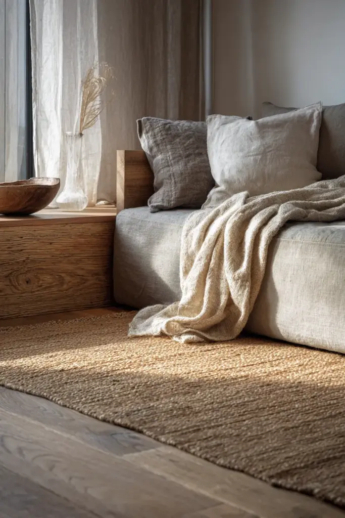 Cozy Layered Rug Over Wood Floor