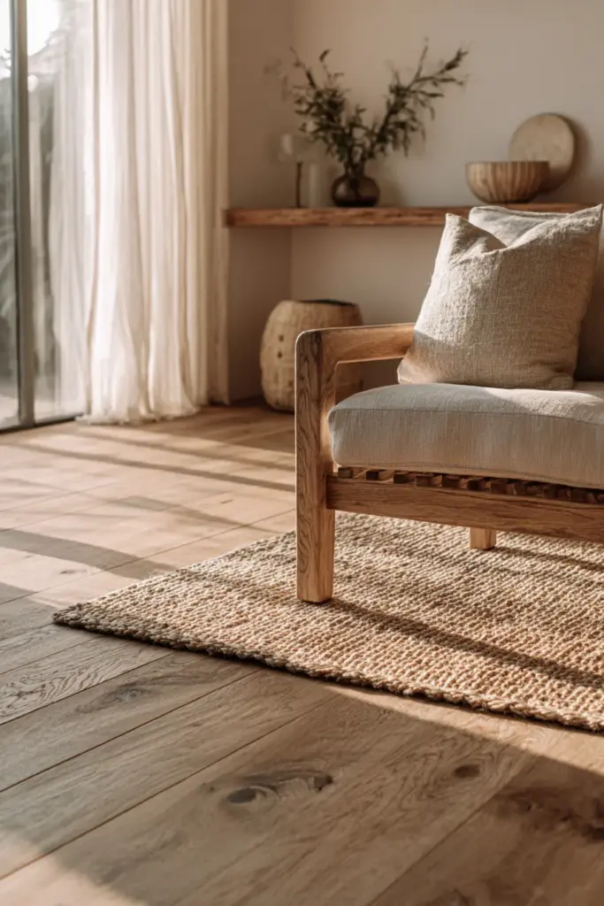 DIY Narra Wood Floor with Rug