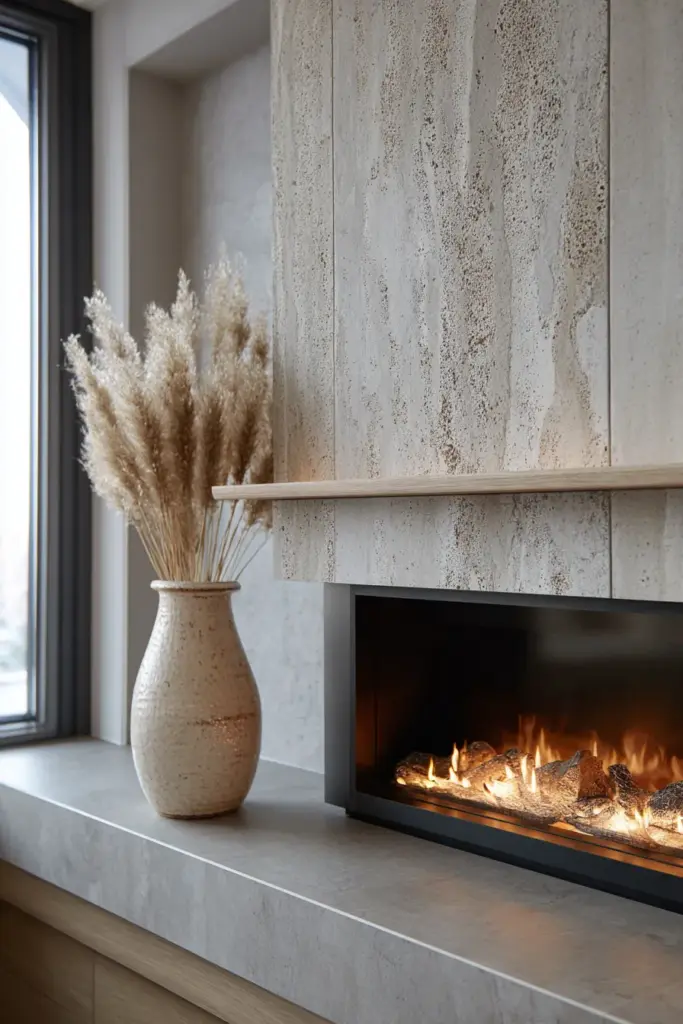 Electric Fireplace Insert with Natural Stone Surround
