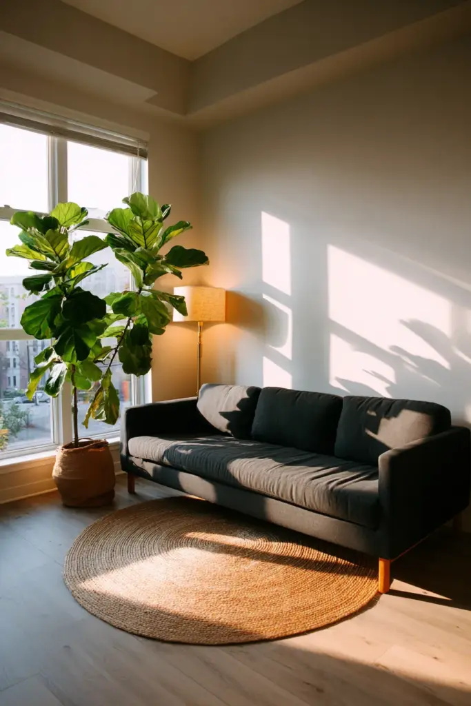 Finished Japandi Living Room with Floor