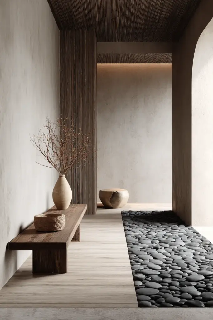 Genkan Entry Zone with Pebble Floor