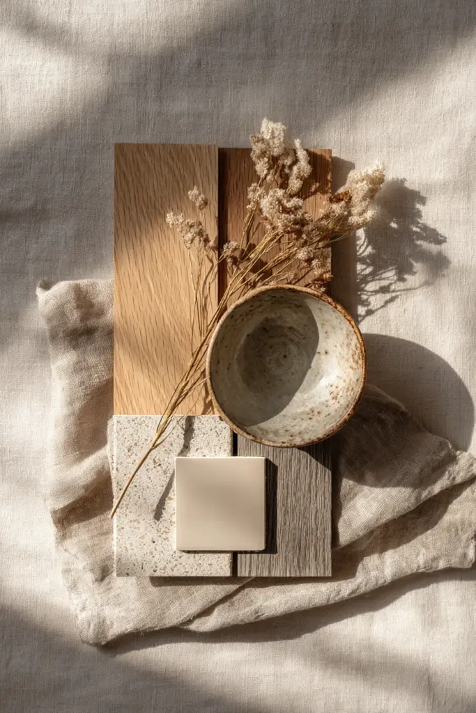 Japandi Floor Color Palette Flatlay