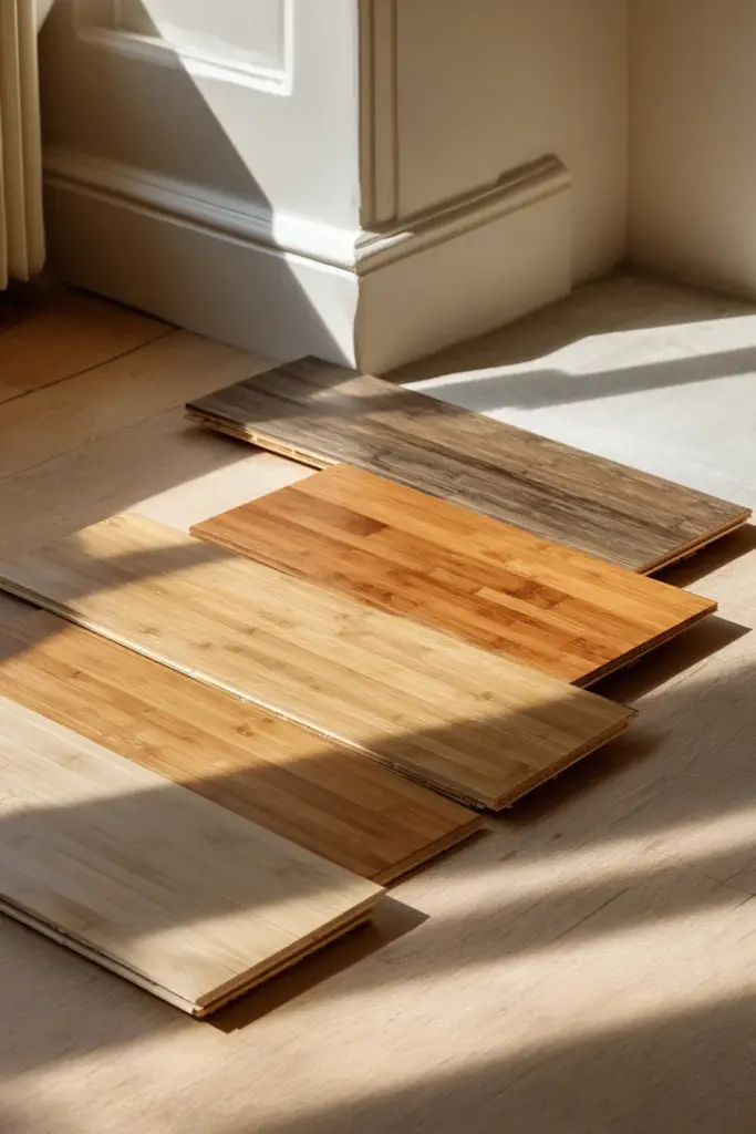 Japandi Floor Sample Testing with Natural Light