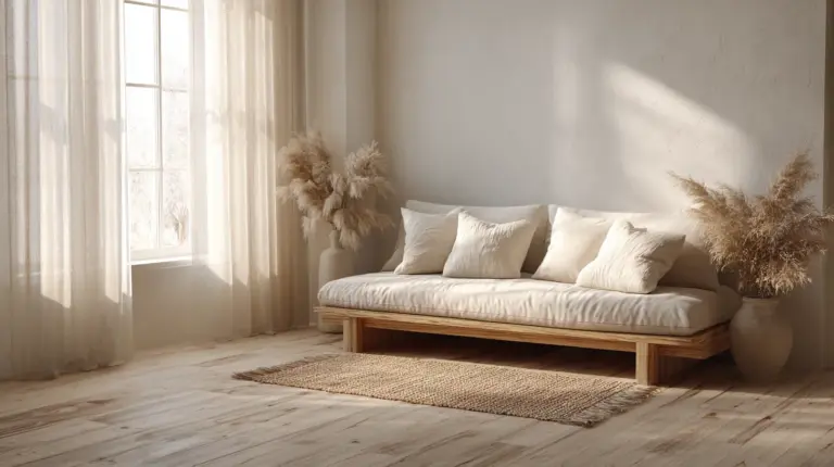 Japandi Living Room Flooring Small Spaces